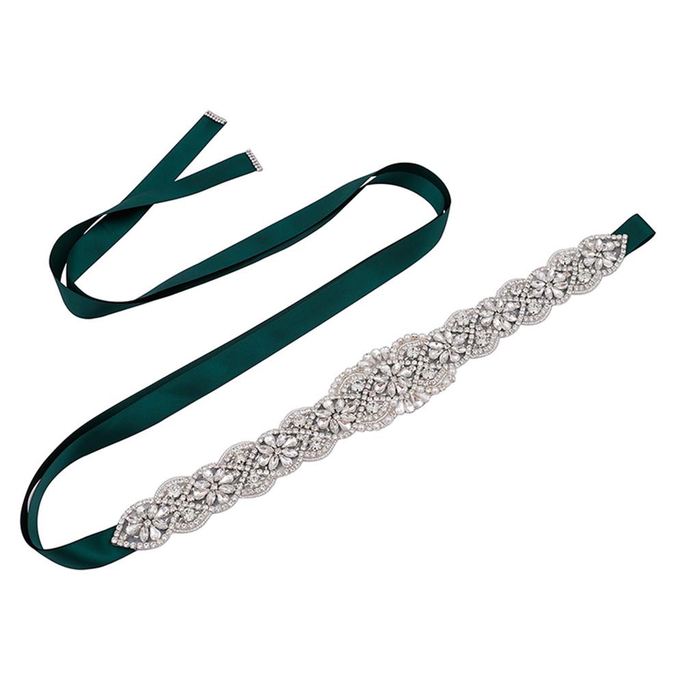 Cintura Nuziale In Cristallo E Strass Yanstar - Fatta A Mano - Argento E Avorio - Regolabile Con Nastro