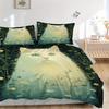 3pcs Cat Flowers Bedding Set Down Comforter Cover and Pillowcases, Suitable for Guest Room Home Decoration All Seasons(No Insert) S0819044