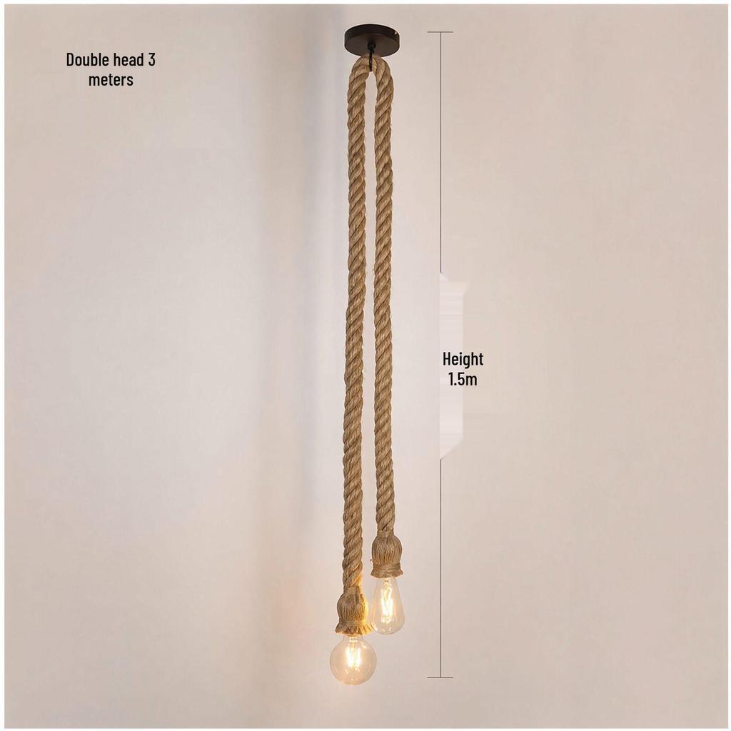 American Retro Hemp Rope Pendant Lamp for Restaurants, Hotels, Shops, and Bars