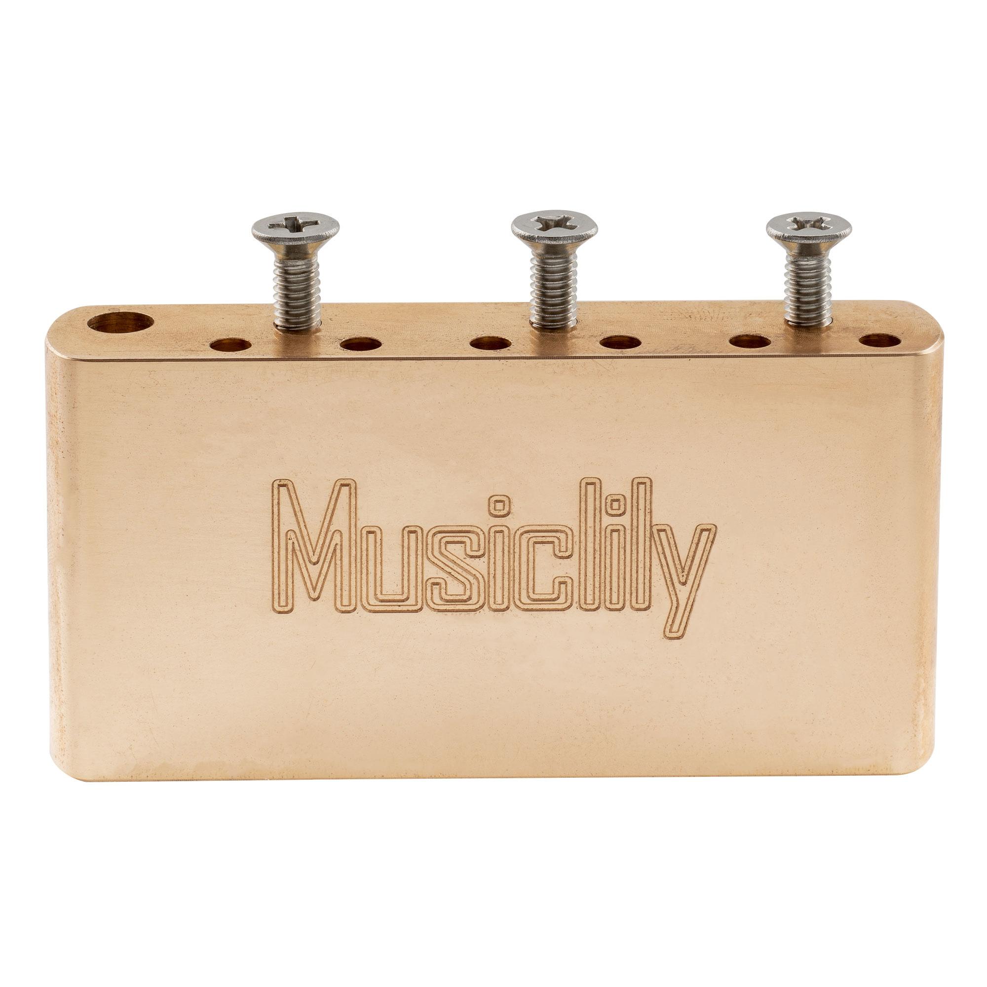 Musiclily Ultra 52.5mm Brass/Steel Short MIM Tremolo Block for China made Squier Pre-2020 Affinity 6-Screw Guitar Bridge, 36mm Solid Brass