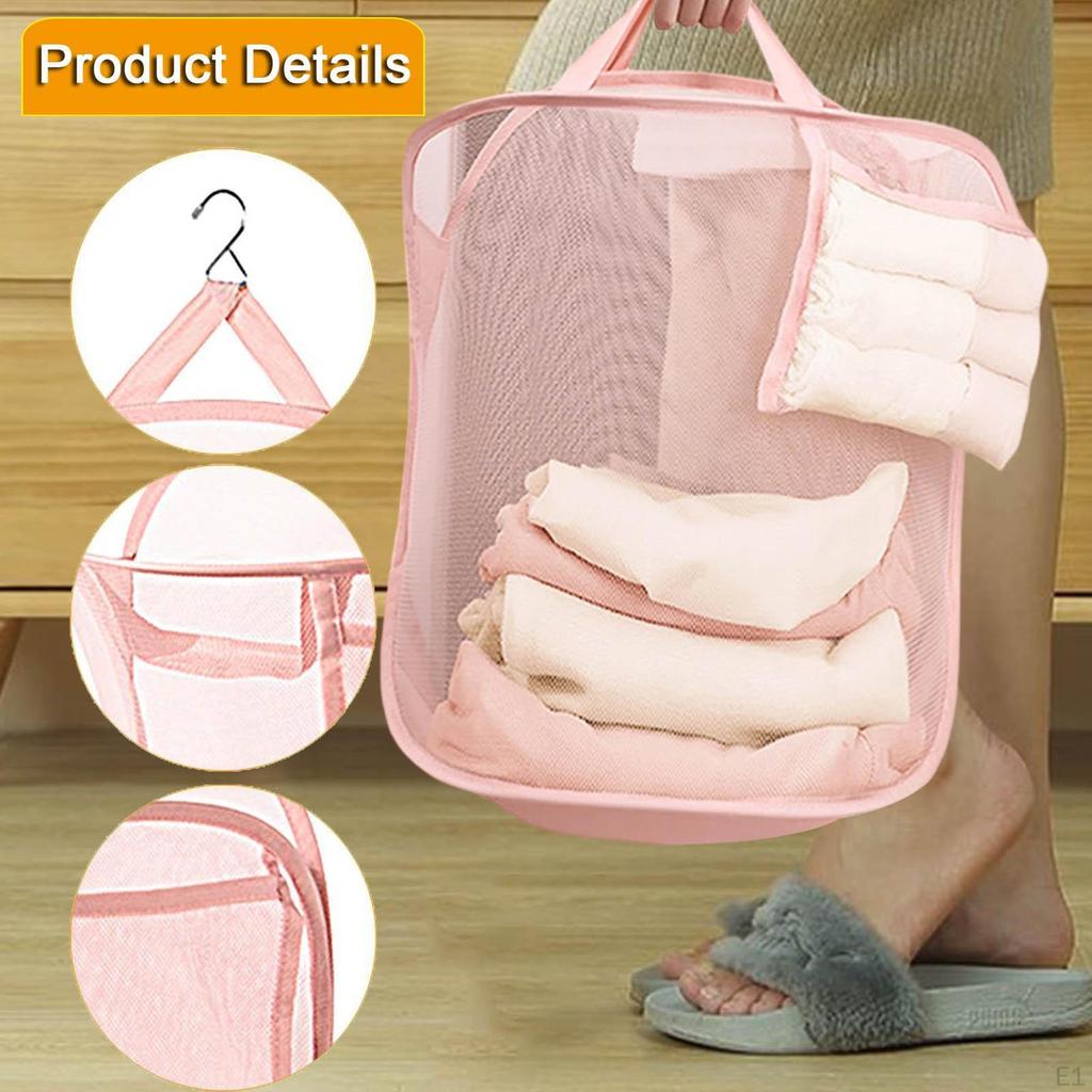 Hanging Laundry Hamper Closet Storage Basket Toys Organizer Foldable Dirty Clothes Bag with