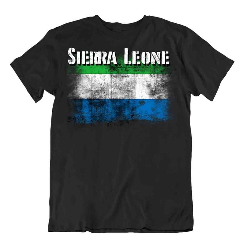 Sierra Leone flag Tshirt T shirt Tee top city map unity justice peace dignity