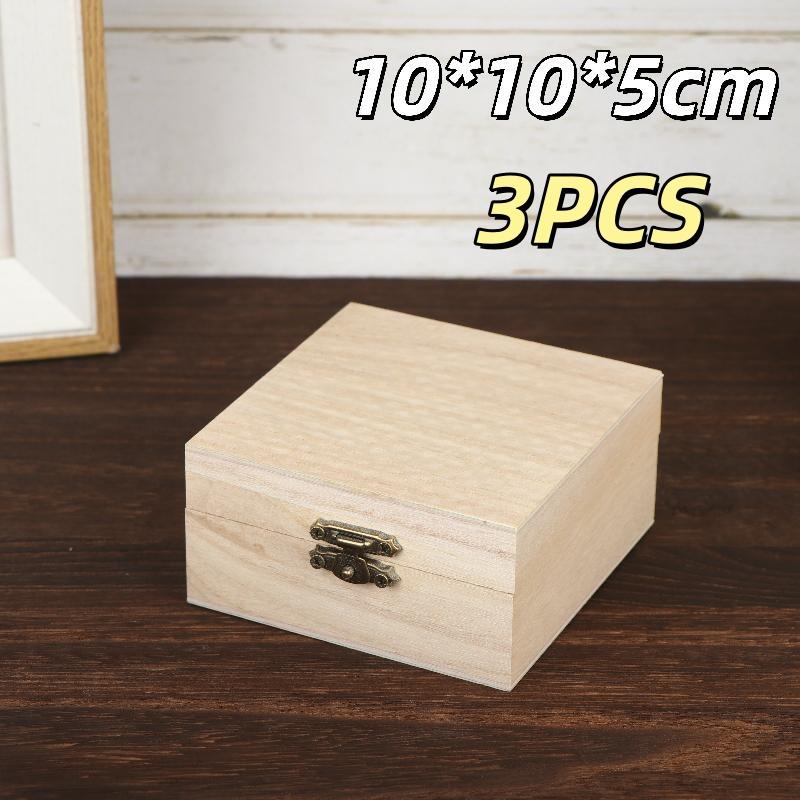Retro Wooden Keepsake Box Hinged Lid Rustic Storage Case For Jewelry Trinkets Crafts Home Decoration & Hobby Supplies