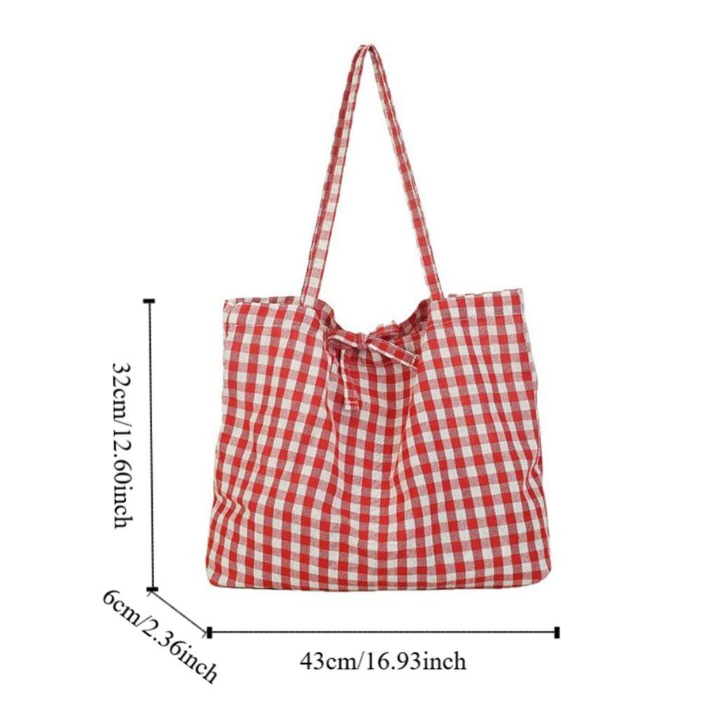 Korean Plaid Shoulder Bag Lightweight Shopping Bag Ins Plaid Tote Bags  Ladies