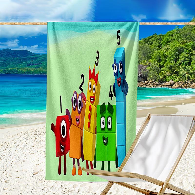 proof beach towel with a Numberblocks3 pattern - soft,absorbent,quick-drying,machine washable - perfect for swimming,camping,bathing