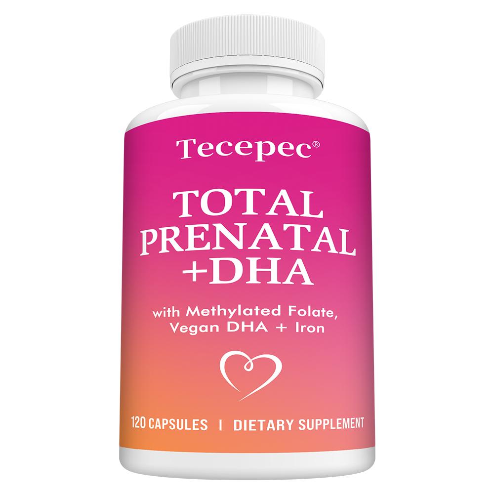 Total Prenatal Formula - Methylated Folate, Vegan DHA & Iron Supplement for Maternal Care & Prenatal Nutrition 120PCS