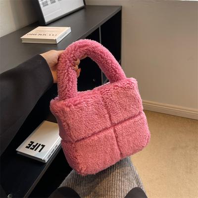 2024 Winter frauen Handtasche Faux Pelz frauen Schulter Tasche Warme Plüsch Handtaschen Für Frauen Mode Pelzigen Frauen Kupplung tasche