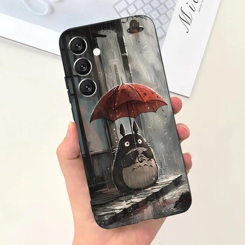 Custodia per Telefono Cartoon T-Totoro-ES Per Samsung S25,S24,S21,S22,S23,S30,Ultra,S20,Plus,Fe,Lite,Note,10,9,5G Copertura Nera