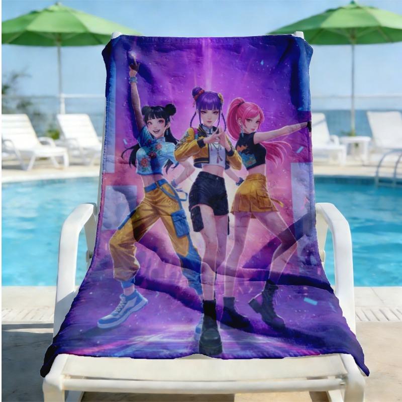 Cute K-Pop Anime Girl Group Stage Beach Towel Microfiber Soft Quick Dry Gym Sports Towel Idol Bath Towel For Bathroom Swimming