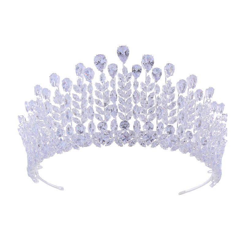 

Свадебная корона Роскошная ручная работа Цирконовая корона принцессы Тиара Аксессуары для волос Зимняя повязка на голову