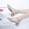 Women's shoes summer new mid-heel casual versatile fashion thick heel women's shoes open-toe one-button women's shoes