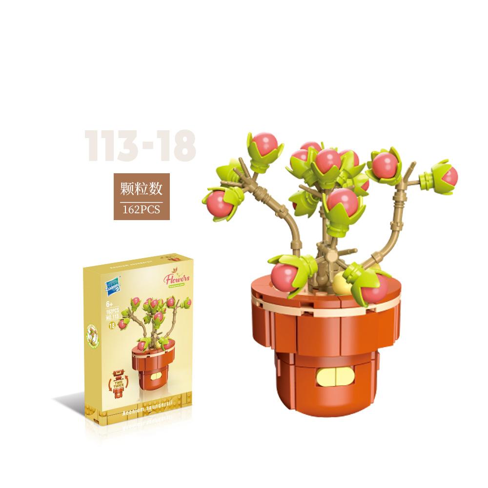 Flower Potted Plant Succulents Building Blocks Ornaments Models Home Decoration Flower Bouquet MOC Bricks Assembly Toy Kids Gift