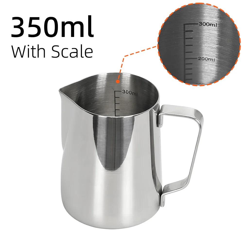 350/600ML Kaffeemilch Aufschäumkännchen Kanne Edelstahl Milchkännchen mit Skala Milchkannen Barista Werkzeug Kaffeegeschirr Zubehör