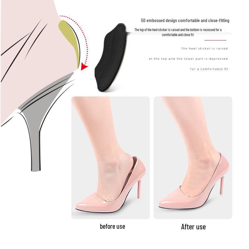 Anti-Slip Sponge Heel Stickers for High Heels - Soft Cushion, Anti-Abrasion, and Adjustable Half-Size Pads