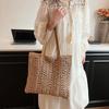 Women's Straw Weave Bag Boho Hollow Design Summer Large Capacity Bucket Handbag Rattan Weave Handmade Craft Tote Basket