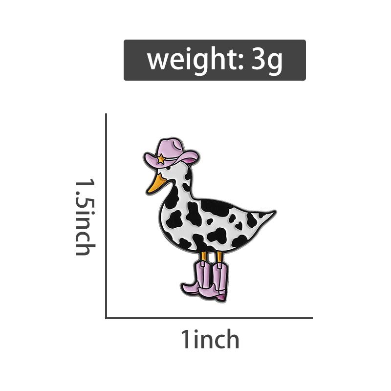 Pink Cow Cowgirl Duck Enamel Pin Western Duck Cowboy Boots Silly Goose Animal Brooch Lapel Badge Funny Jewelry Gift For Friends