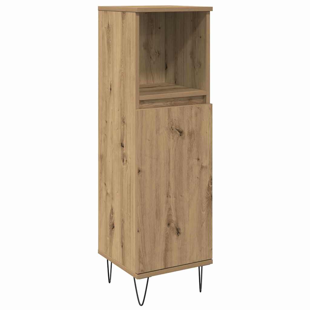Bathroom Furniture Set with Shelf 3 Pcs Artisan Oak Wood Based Material