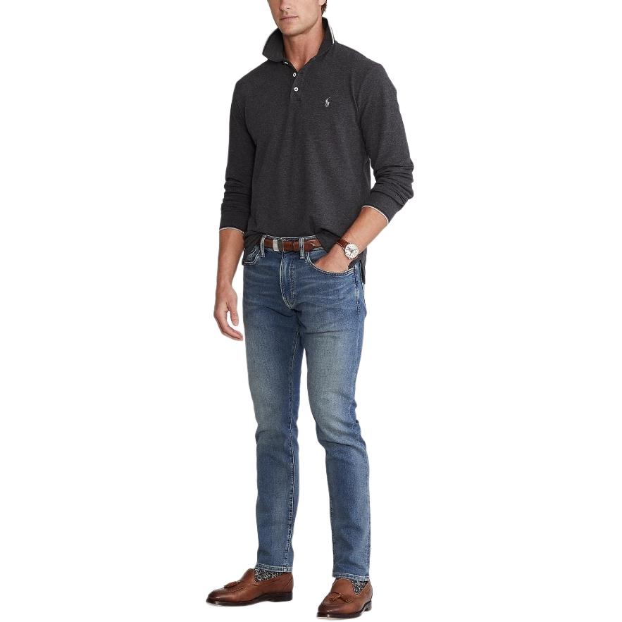 Polo Ralph Lauren SS24 Slim Fit Long Sleeve Polo Shirt Men Tops Black MNPOKNI16821621-001