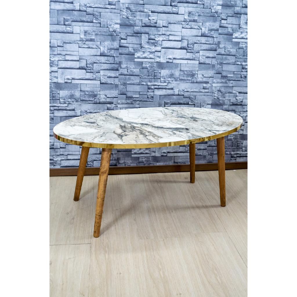 Center Table Wooden Turned Leg Ellipse Efes Gold