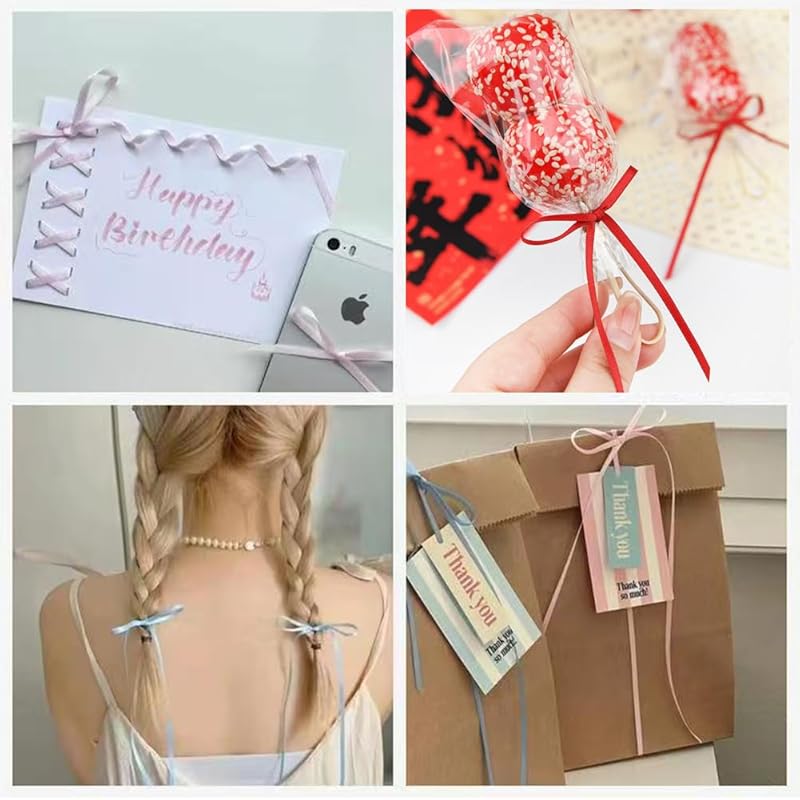 Double Sided Satin Ribbon Blue Width 3 Mm Extra Fine 100 Yards Long Approximately 91 Meters Large Capacity Gift Wrapping Ribbon Bowknot Packaging Gift