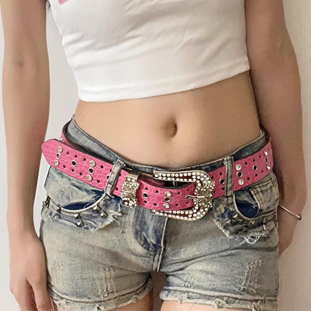 Cintura Cool Girl Y2k a Farfalla con Strass per Stile Punk Americano Retrò
