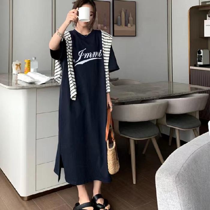 

YYFS Женская мода Лето Весна Рукава 1/2 Круглый вырез Свободная талия Повседневные платья XXXXL чёрный