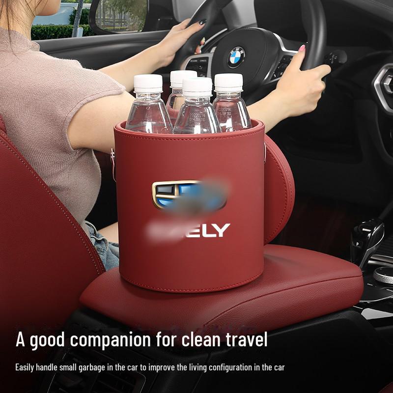 Geely Car Leather Trash Can: Compatible with Binrui, Dihao S, Xingrui, Borui, Binyue, Xingyue L, and Jiaji Models