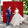 6Pcs Artificial Flowers Wall Panels Decorative Silk Rose Flower Hydrangea Floral Panels for Background Home Wedding Party Décor