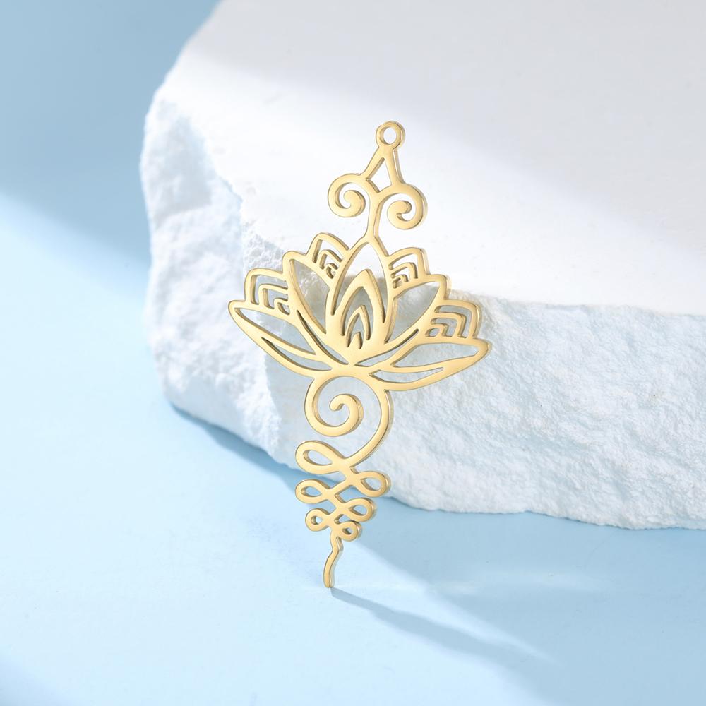 Dawapara Unalome Pendant OM Lotus Flower Charm for Jewelry Making Stainless Steel Spiritual Yoga Symbol Buddhism Accessories