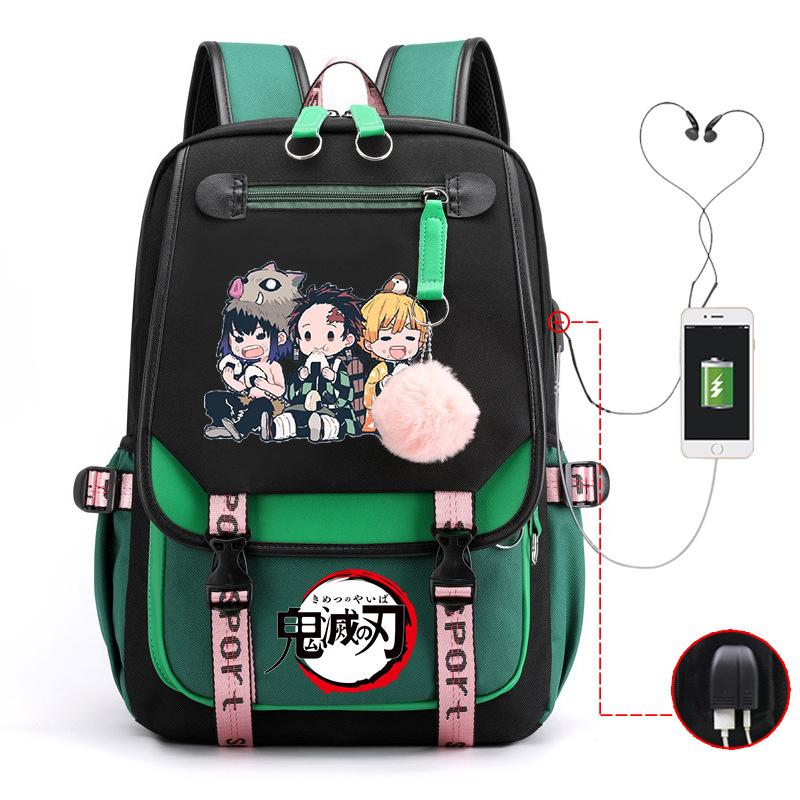 Ghost Annihilation Blade Grade 3-6 Junior High School Student High School Student School Bag Strap USB Multifunctional Backpack