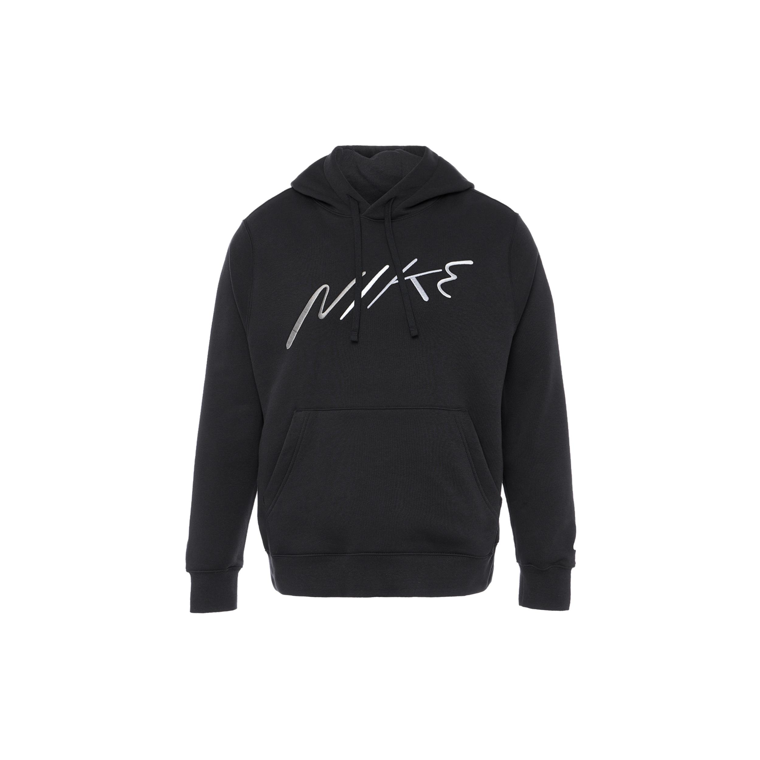 Nike Club Fleece Logo Hoodie Black White Men s FB7489-010 M