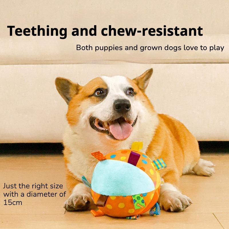 Interactive Ball Dog Toy for Chewers Training Decompress Bite Resistant Plush Handle Dog Toys with Bells Pet Supplies
