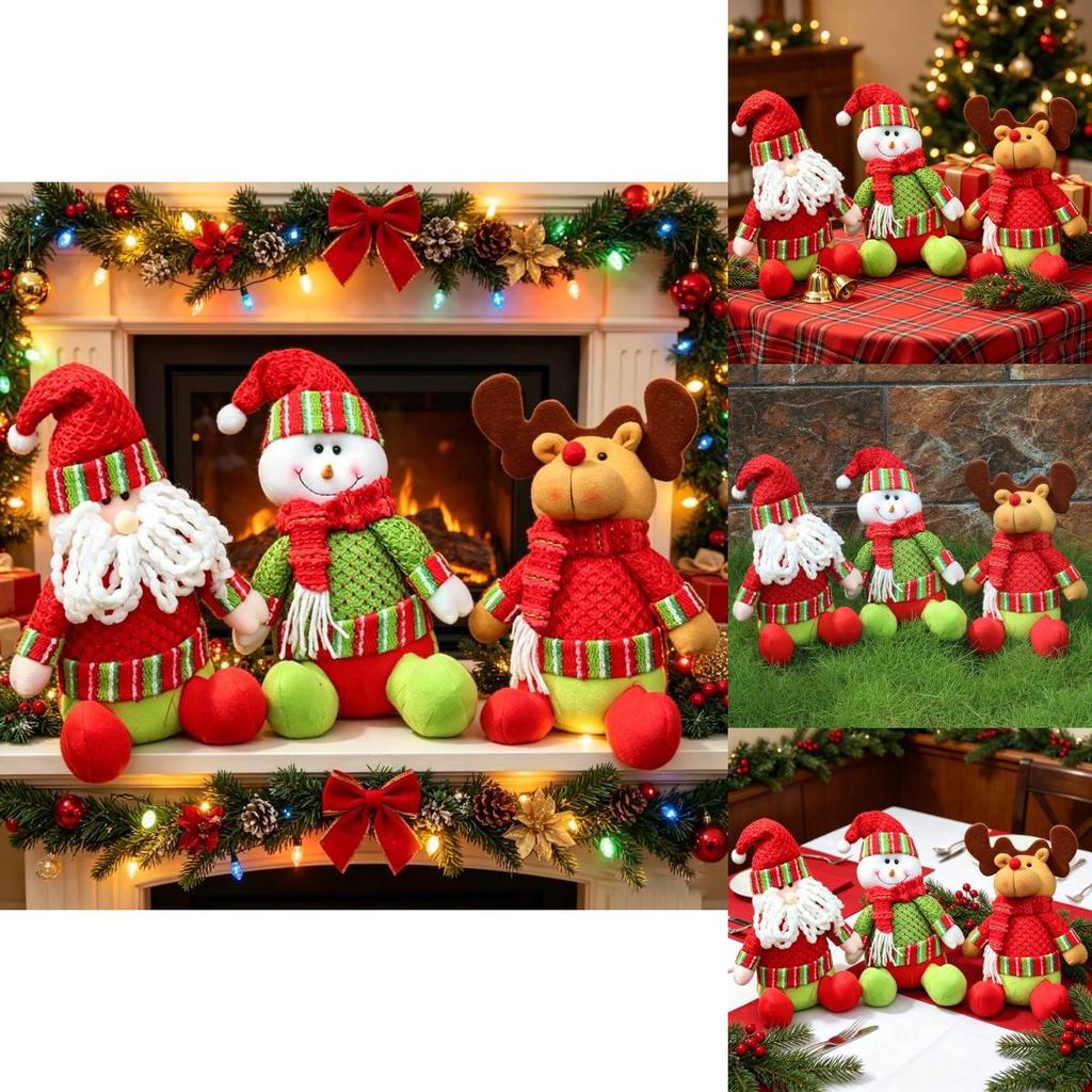 Christmas Plush Decorations With Snowman Santa Reindeer For Home Holiday Decor