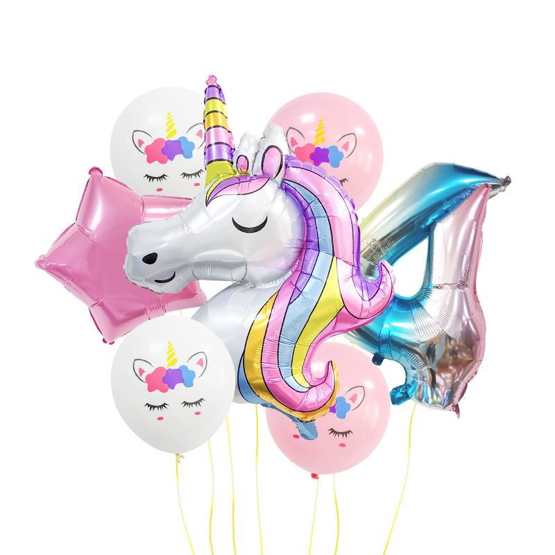 Colorful Unicorn Gradient Rainbow Foil Balloon Set