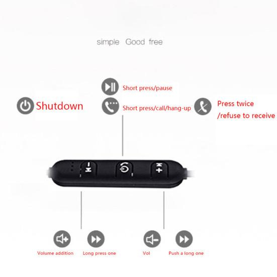 XT6 Magnetic Bluetooth-compatible HiFi Stereo In-Ear Wireless Earphone Sports Headphone