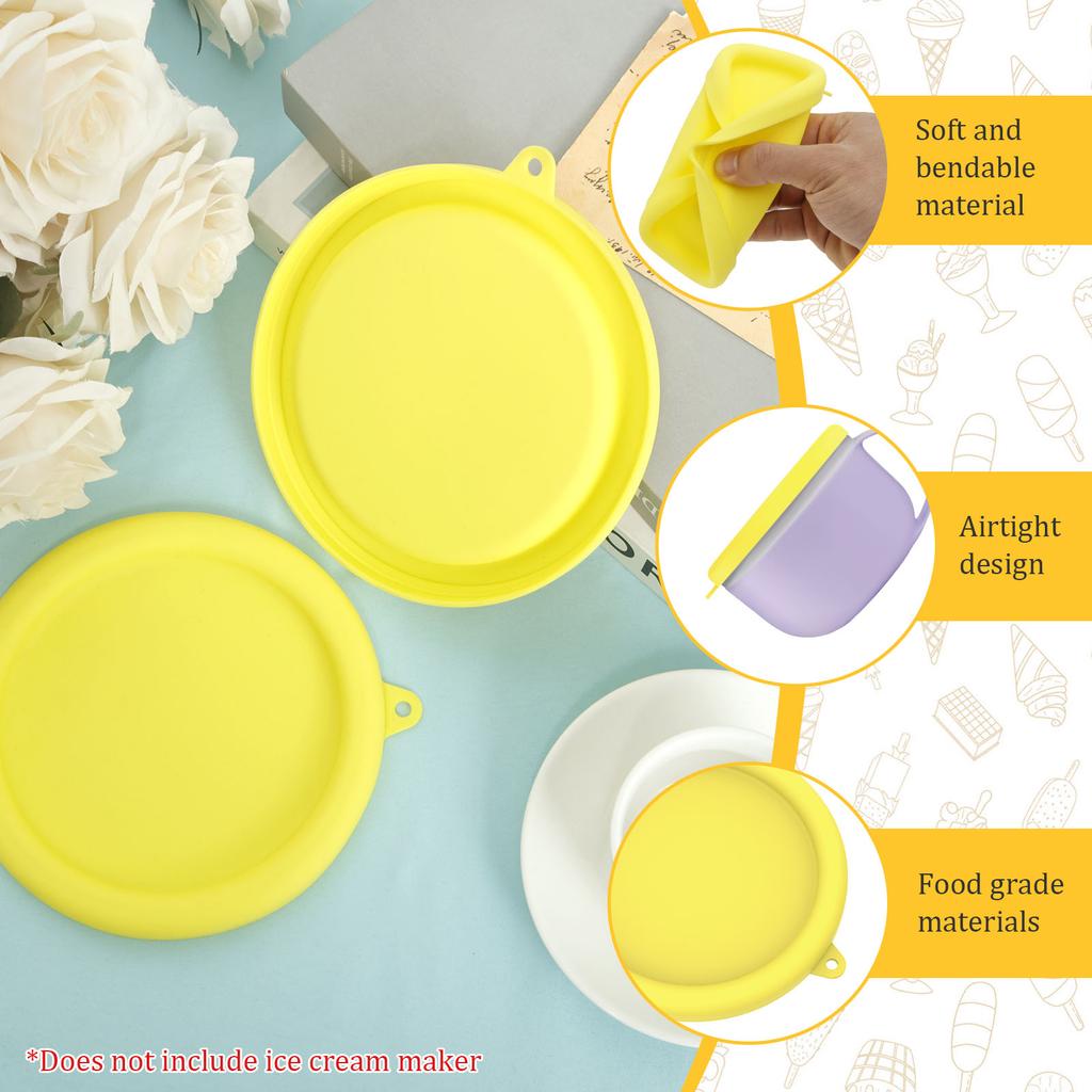 2Pcs Ice Cream Maker Lid for My Mug Ice Cream Maker 6 Inch Silicone Ice Cream Maker Mug Cover Reusable Ice Cream Maker Bowl Lid