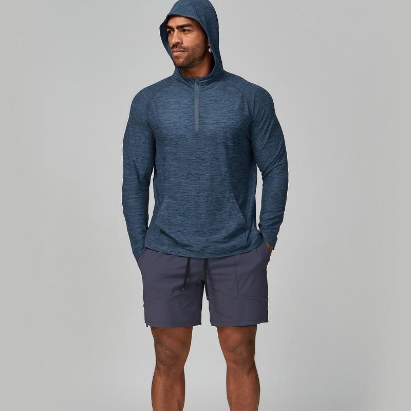 Mens Quick Dry Hooded Long Sleeve Fitness Running Outdoor Training Jacket