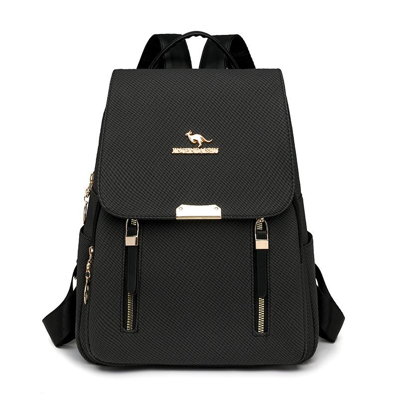 Schoolbag backpack women pu fabric texture commuting large capacity waterproof travel anti-theft backpack niche retro Baigou bag