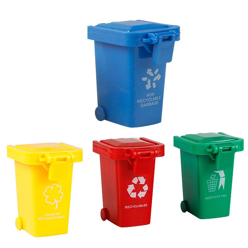 Children's 4-Color Mini Trash Can Toy for Learning Waste Sorting in Kindergarten
