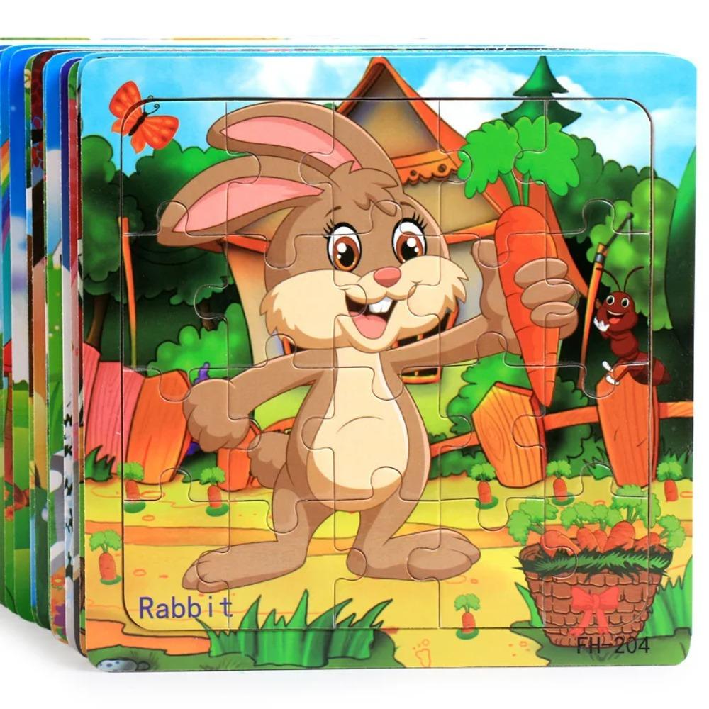 New 20 Pieces Montessori 3d Puzzle Cartoon Animal Vehicle Early Childhood Learning Puzzle Toys Puzzle Wood Puzzle Game