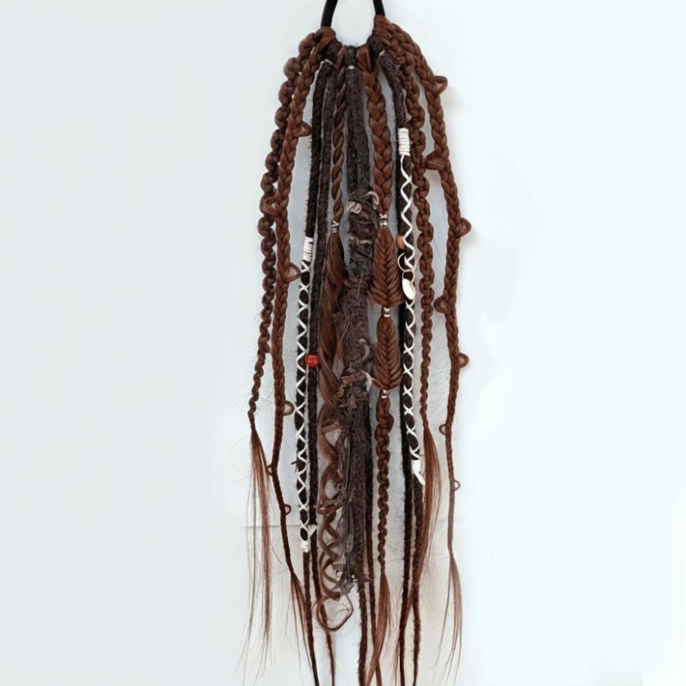 24Inch Women's Braided Wigs Synthetic Twist Braid Hairpiece Textured Dreadlock Ponytail DIY
