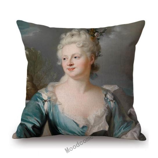 Royal Court Portrait Oil Painting Duchess Princess Ladyship Home Decoration Art Sofa Cotton Linen Throw Pillow Cushion Cover