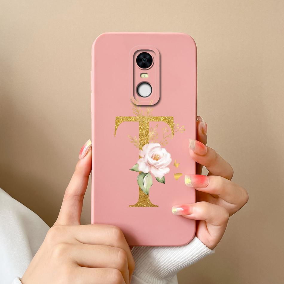 For Redmi 5 Plus Note5 Cases Shiny A-Z Letter Liquid Silicone Anti Drop Phone Protective Back Covers For Redmi5Plus Note5 Funda