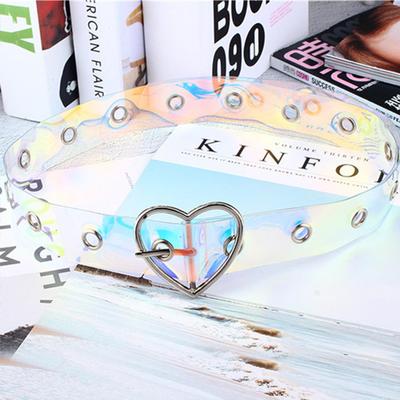 Damen Heiß Klarer Taillengürtel Laser Metall Schnalle Lässige Dekoration Transparentes Taillenband