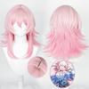 European American Anime Wig Collapse Star Dome Railway March 7th Light Pink Dimple Bangs Back Up Hairstyle