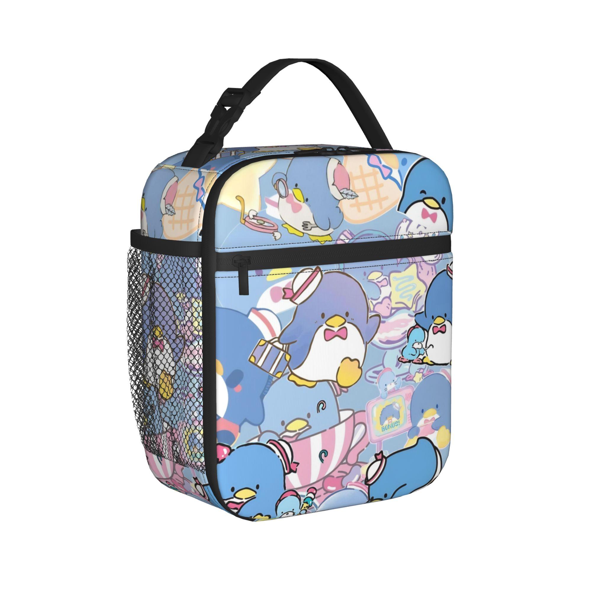 Tuxedosam Blue Penguin Insulated Lunch Bags Portable Cartoon Reusable Cooler Bag Tote Lunch Box College Outdoor Girl Boy One Size