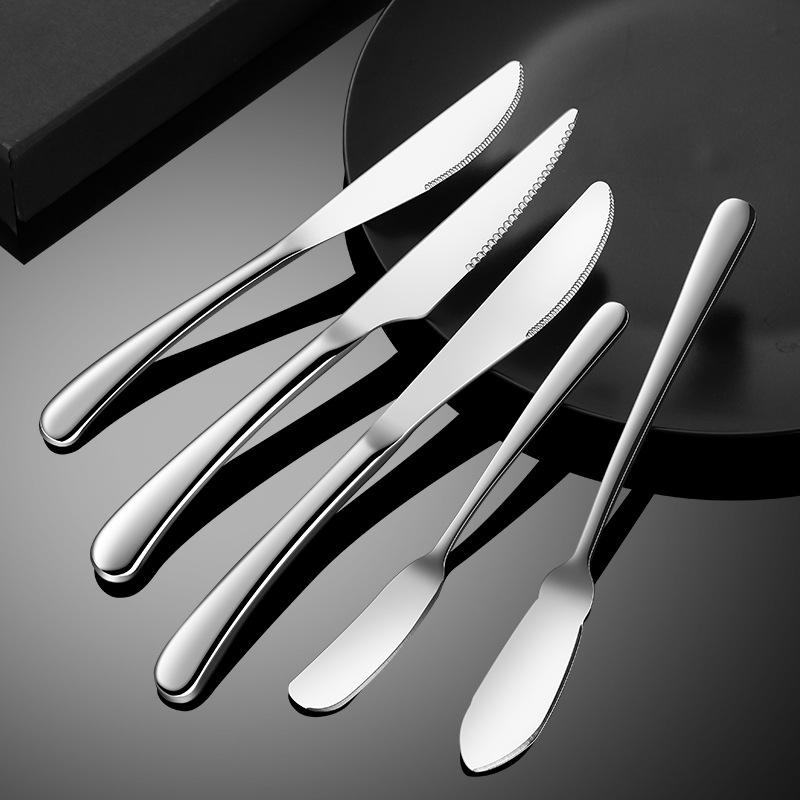 Thickened elegant 304 stainless steel tableware, knife, fork, spoon, steak set series, western coffee dessert spoon