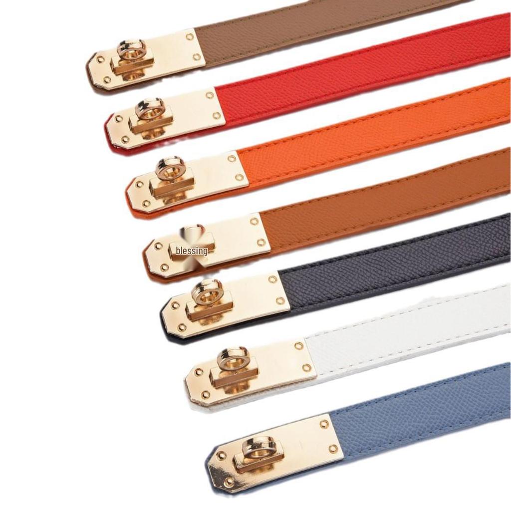 High-End Dambälte i Läder med Legeringsspänne som Drar Åt Midjan