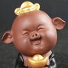 1PCS Handmade Purple Clay Tea Pet Ornaments Lucky Pig Statue Animal Tea Figurine Boutique Tea Decoration Accessories Crafts