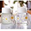 Frosted Glass Water Bottle Adorable Cute Print Lightweight Portable Carry Strap 500ml for Girls School Outdoor Use